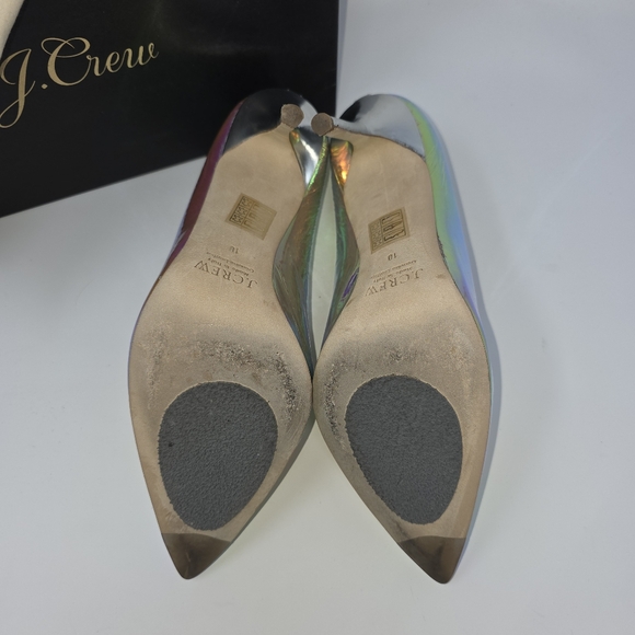 J.Crew Milk Iridescent Foil Hologram Roxie Pumps - Size 10 - Made in Italy - Picture 3 of 5